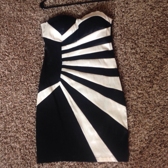 Cream and black mini dress