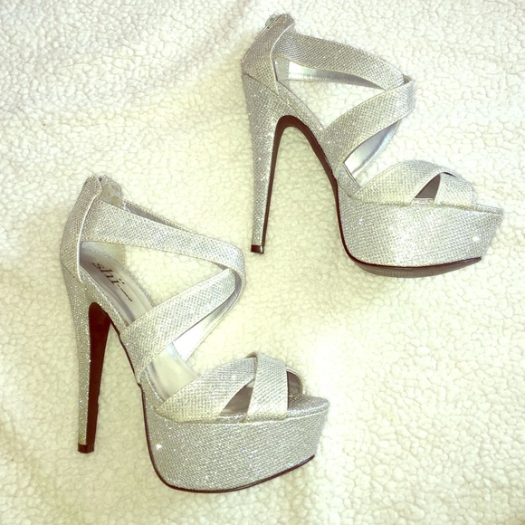 Silver platform heels