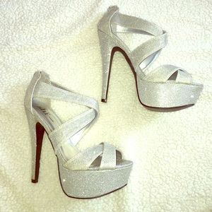 Silver platform heels