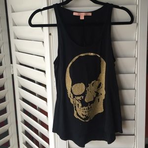Rebellious One gold skull racerback top
