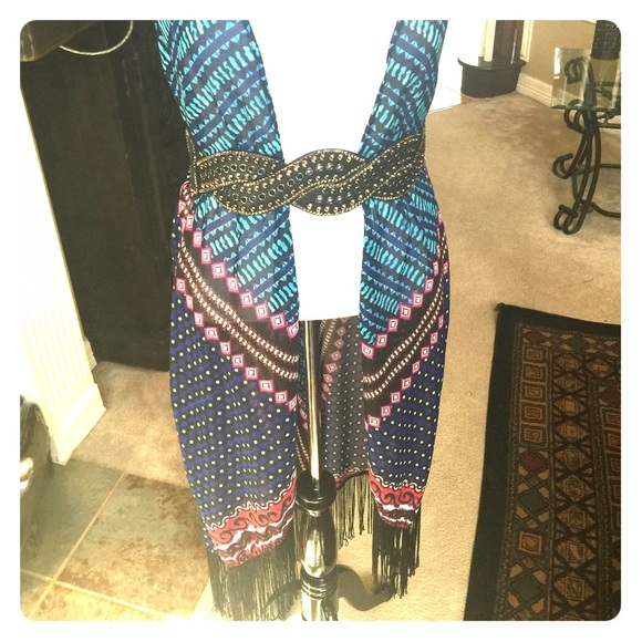 Other - Sheer boho long vest fringe