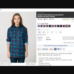 Unisex button up plaid shirt