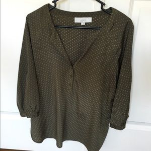 Loft 3/4 sleeve olive top