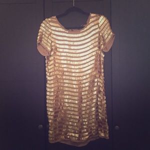 French Connection Gold Paillette Dress