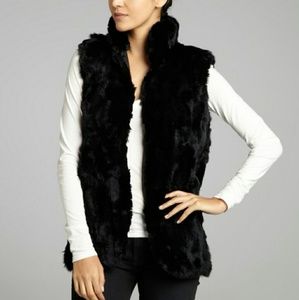 ADRIENNE LANDAU Black rabbit fur vest