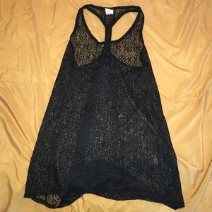 Black crochet bathing suit cover up