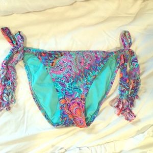 paisley colorful bikini bottom with tassel ties