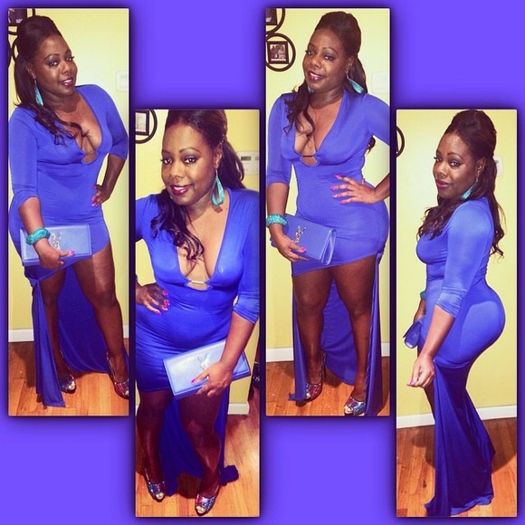 Lavish blue high low dress {good Stretch}