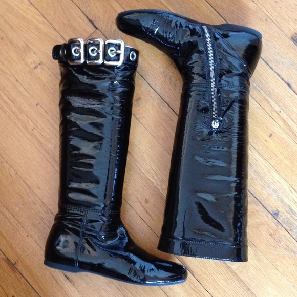 Miu Miu (Prada) Patent Leather Tall Boots - Picture 2 of 7
