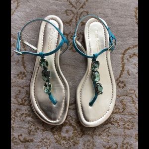 Turquoise Jeweled Embellished Sandals 7.5 7 1/2