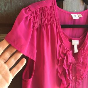 Two hot pink blouses. Large & XL