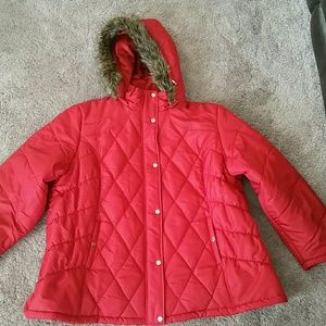 Red bubble coat