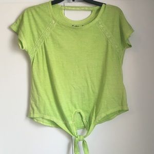 Bright green top.