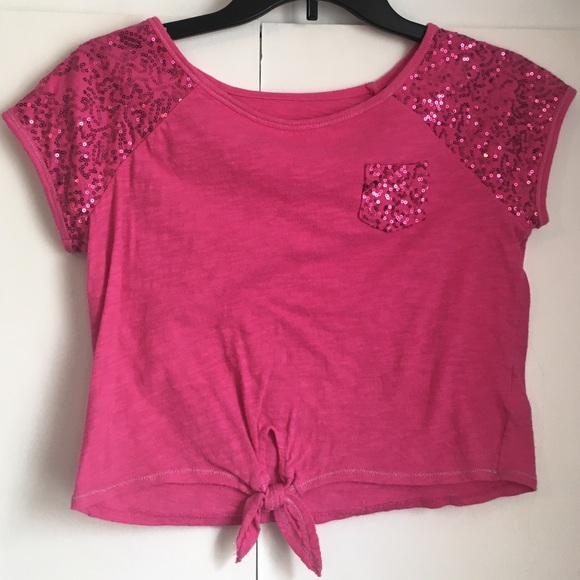 Pink shirt.
