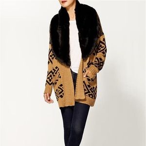 MINK PINK Intazia Faux Fur Trim Cardigan