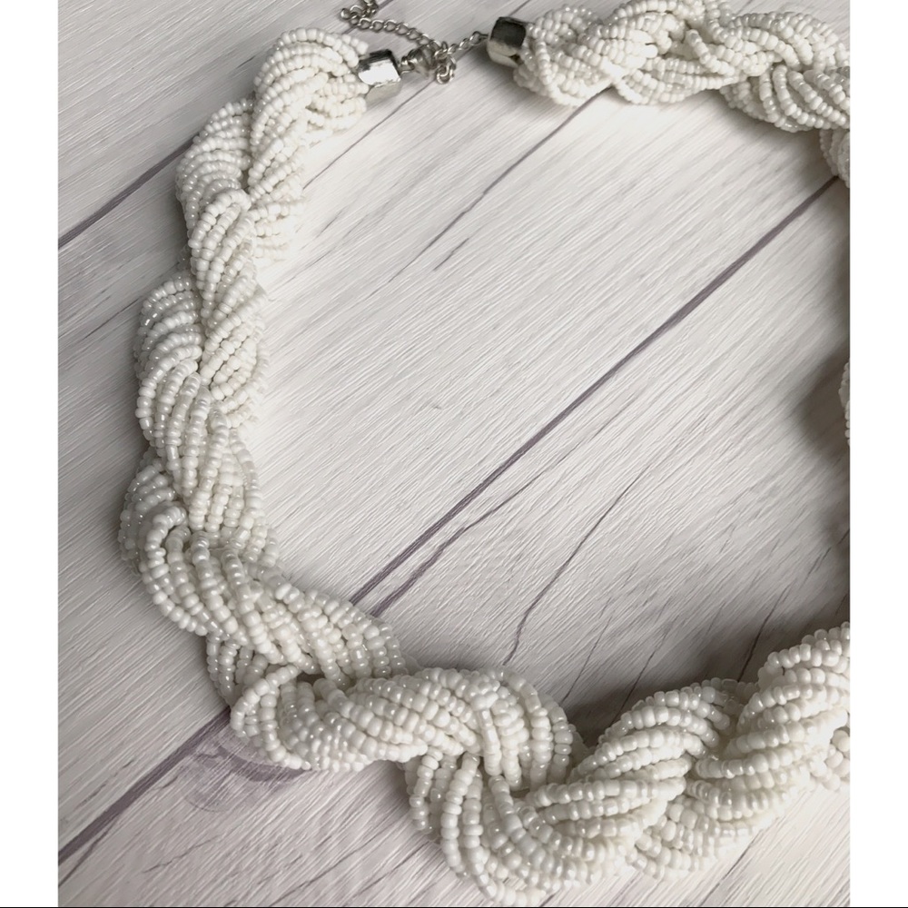 Chunky Beaded White Necklace