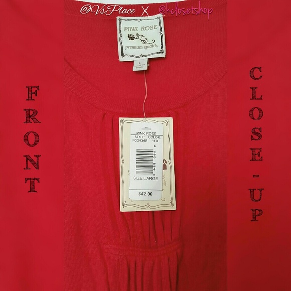 NWT| Pink Rose {RED SCOOP NECK TUNIC DRESS} - Picture 9 of 9