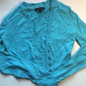 Express Cropped Long Sleeved Cardigan Teal Sz S