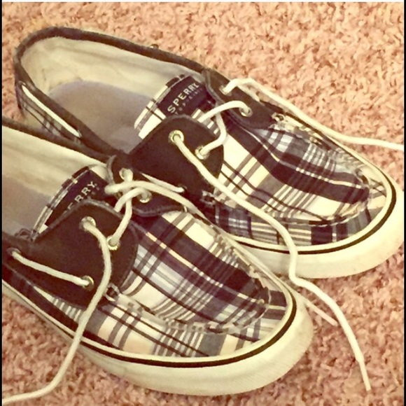 Sperry Top Sider blue plaid loafers