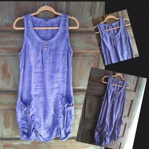 Parisian designer violet cotton dress. L