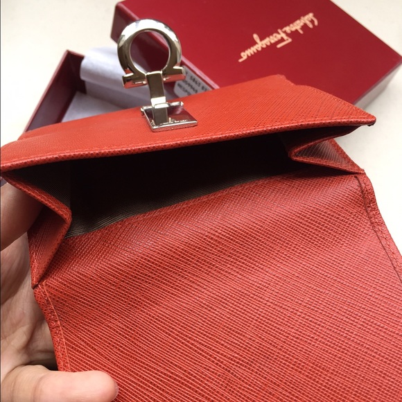 SOLD! 100%AUTH ferragamo orange red wallet - Picture 2 of 4