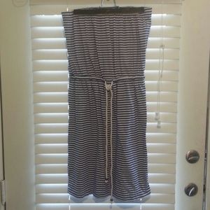 Blue and white striped gap tube dress m