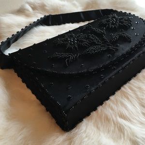 Beautiful Vintage Satin Beaded Clutch