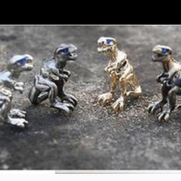 Silver T-Rex Dinosaur Earrings - Picture 5 of 6