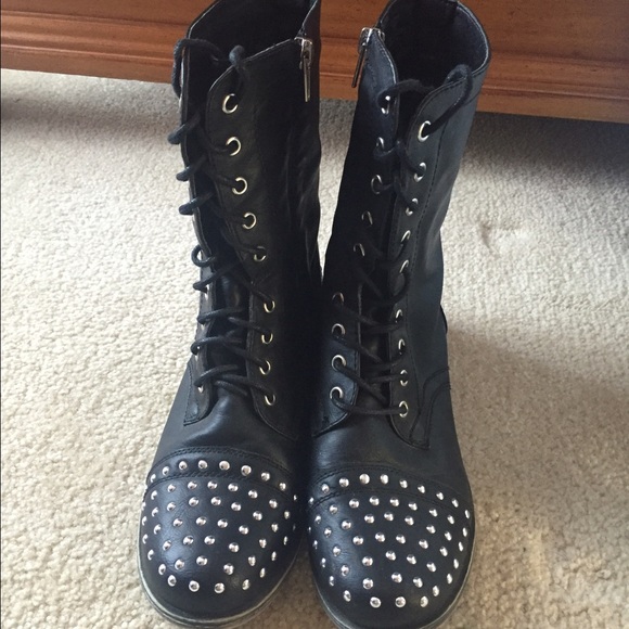 Black Studded Combat Boots
