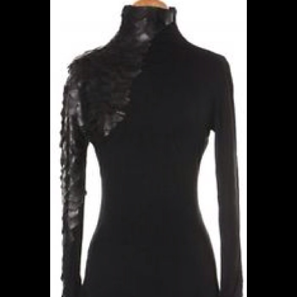 Black faux leather turtleneck