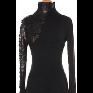 Black faux leather turtleneck