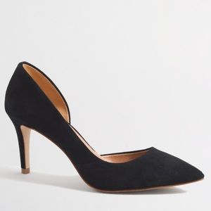 Black suede J. Crew d'Orsay heels