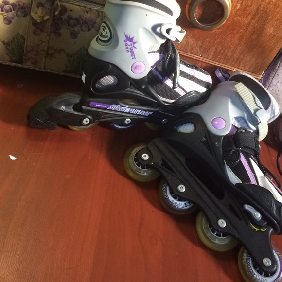 Roller blades, inline skates.