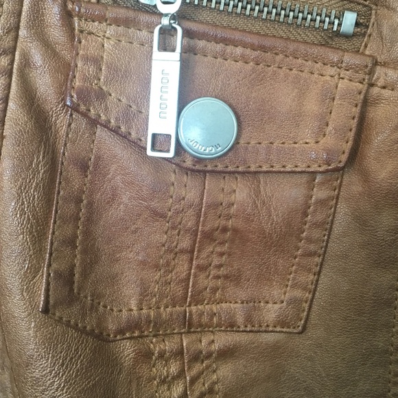 Joy Jou Light Brown Vegan Leather Jacket - Picture 4 of 4