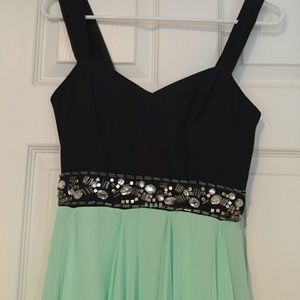 Mint / Black Hi-Low Prom Formal Homecoming Dress