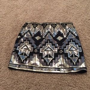 Express Aztec Sequin Skirt