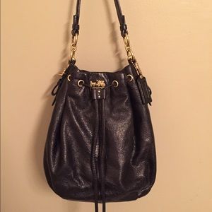 Leather Coach Madison Drawstring Bucket Bag