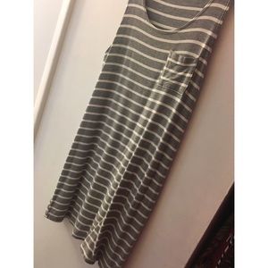 grey and white striped dress