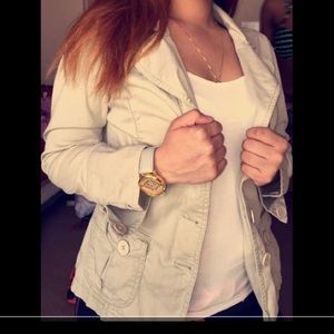 Casual Khaki Collard Blazer