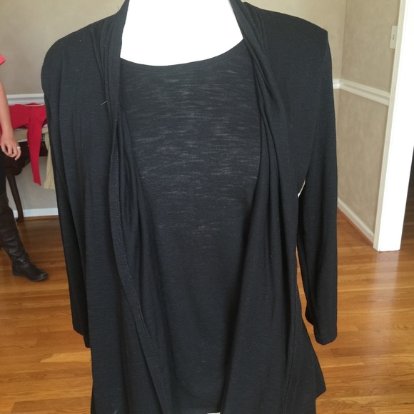 BLACK 2IN1 CAMI MADE INTO CARDIGAN