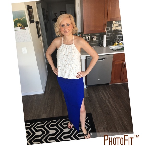 Cobalt Blue Maxi Skirt w/ slit