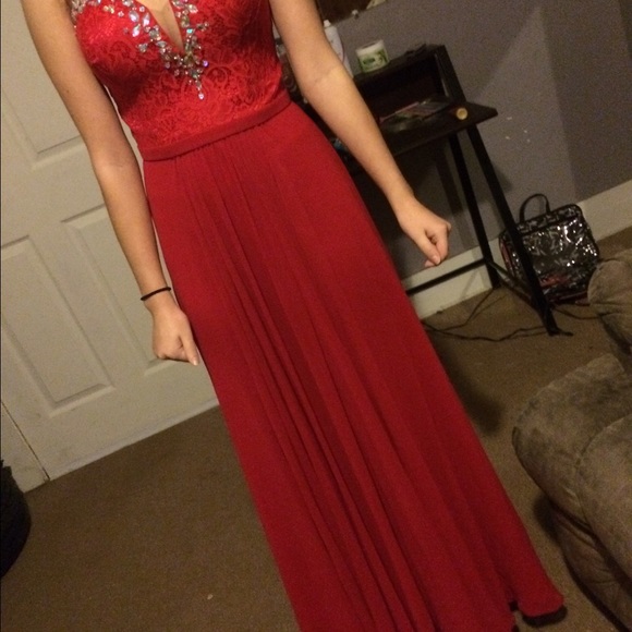 Red Corset Style Dress - Picture 3 of 3