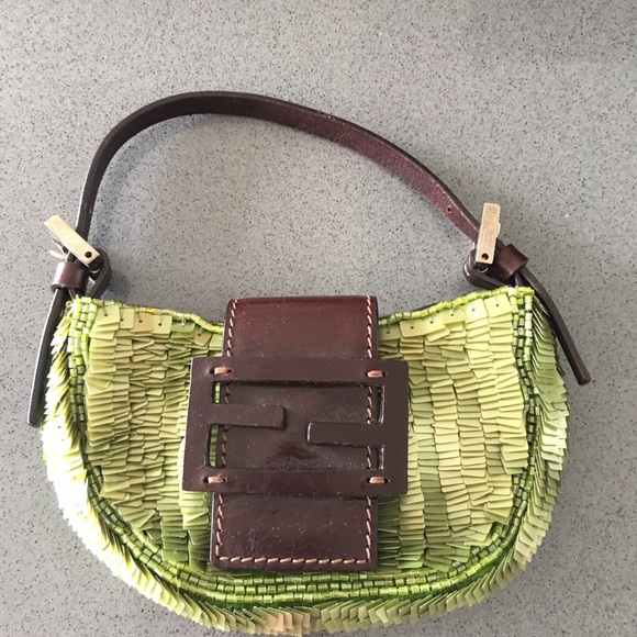Authentic Fendi micro baguette lime green sparkles - Picture 1 of 3