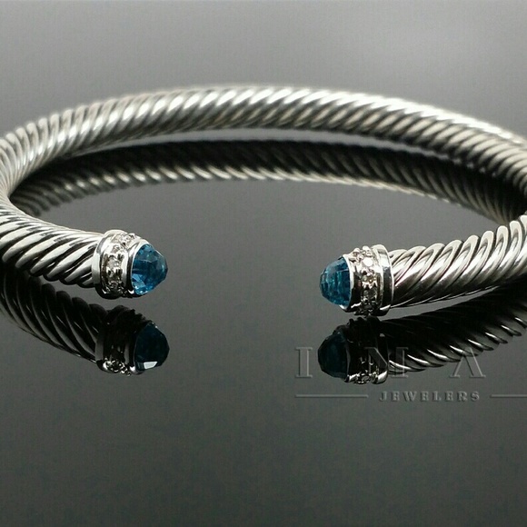 David Yurman 5mm Blue Topaz and Diamonds Bracelet - Picture 4 of 4