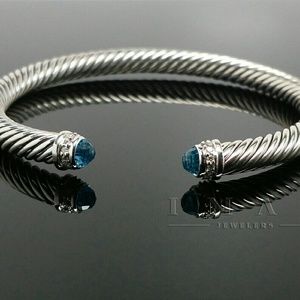 David Yurman 5mm Blue Topaz and Diamonds Bracelet