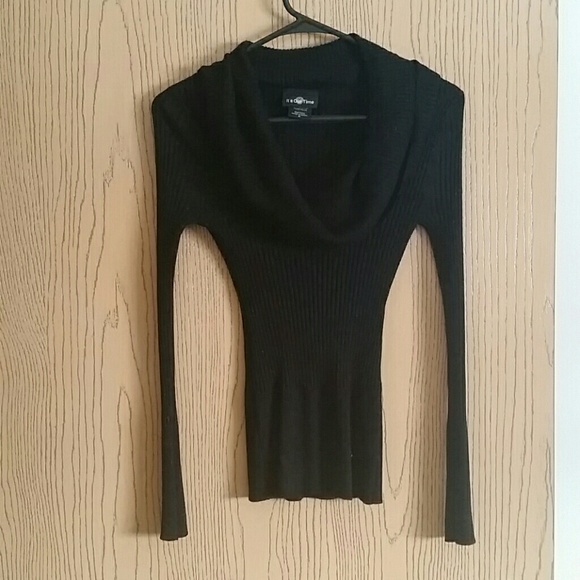 Black metallic cowl sweater