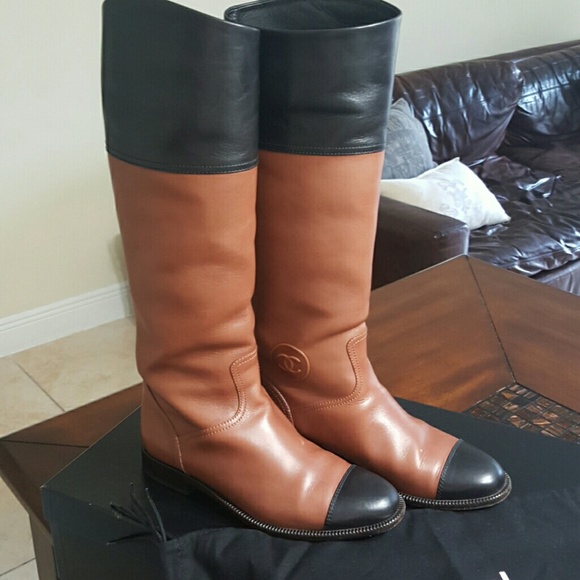 CHANEL two tones riding boots 39.5