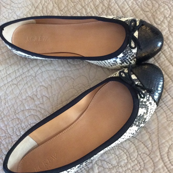 J. Crew Shoes - J. Crew Snakeskin Flats, EUC