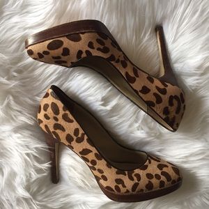 Steve Madden leopard print calf hair pumps