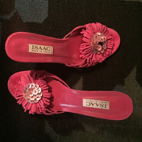 ISAAC Fuchsia Suede Fringe Sandles